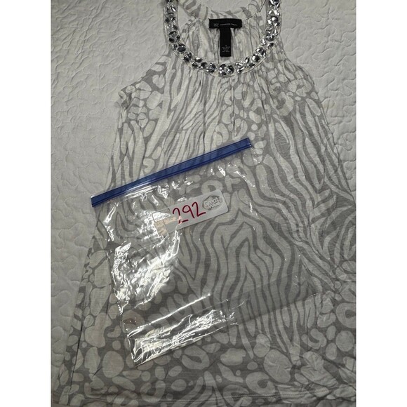 INC International Concepts White Grey Studded Animal Print Tank Blouse size S - Picture 5 of 5